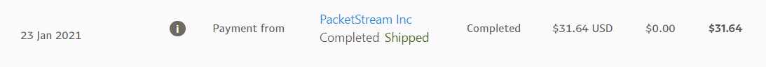 PacketStream payment proof