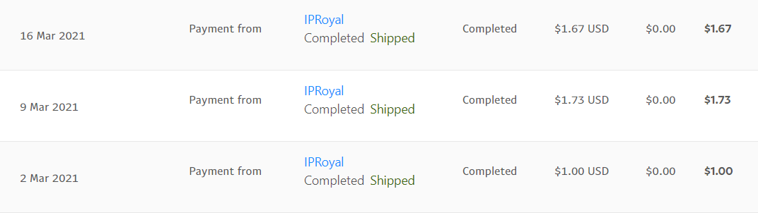 IPRoyal PayPal payment proof